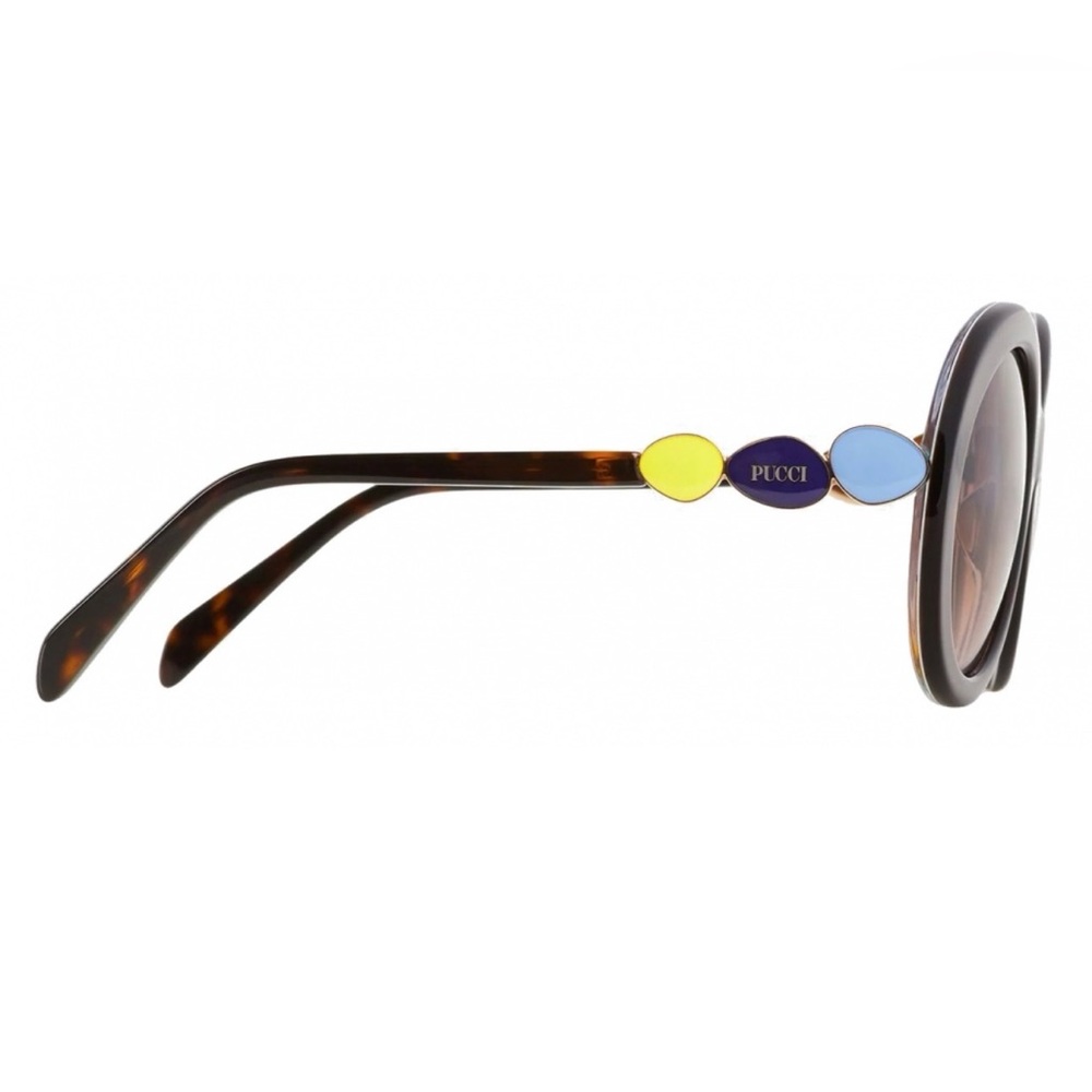 Emilio Pucci Brown Tortoise Oval Sunglasses EP127 52F - Picture 4 of 12